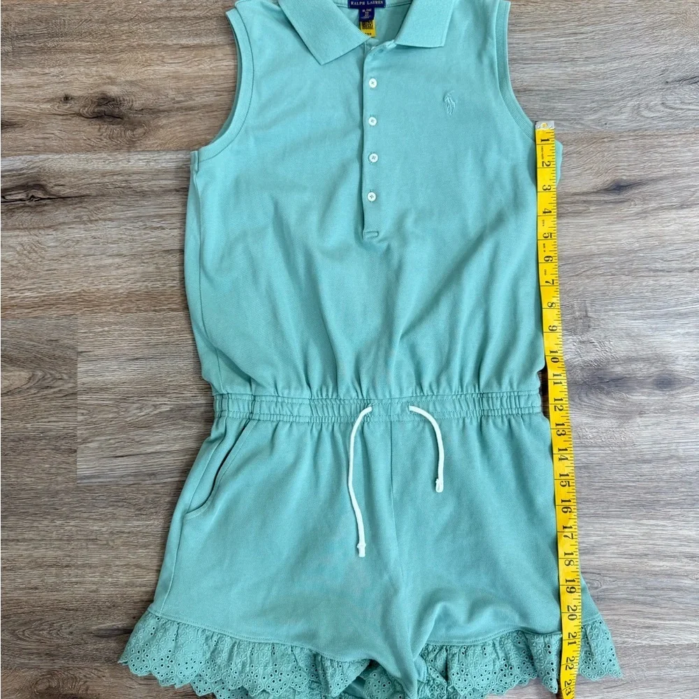 RALPH LAUREN GIRLS MINT GREEN STRETCH LACE POLO ROMPER NWT SIZE XL